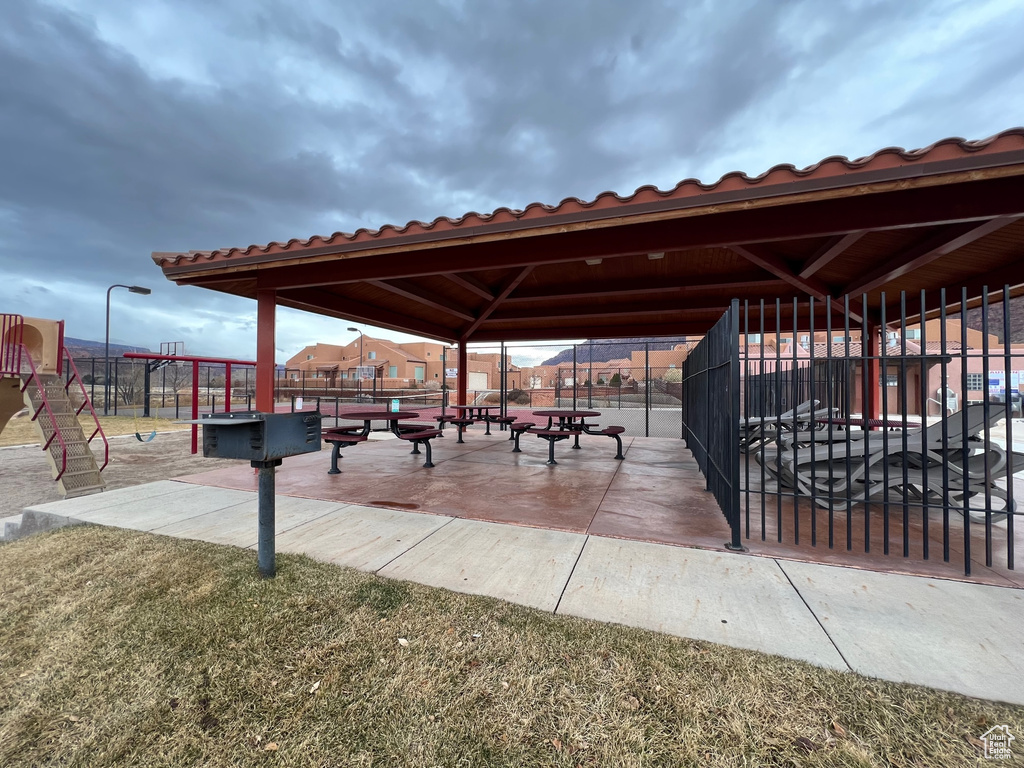 View of nearby features with a gazebo and a yard