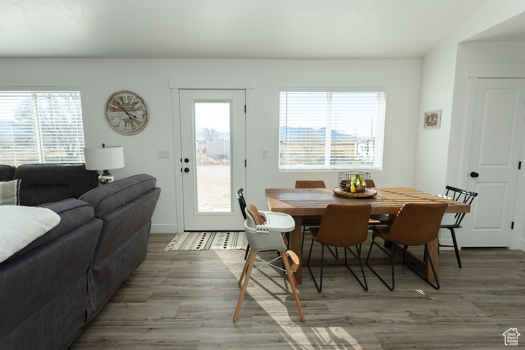 Dining area featuring hardwood / wood-style floors
