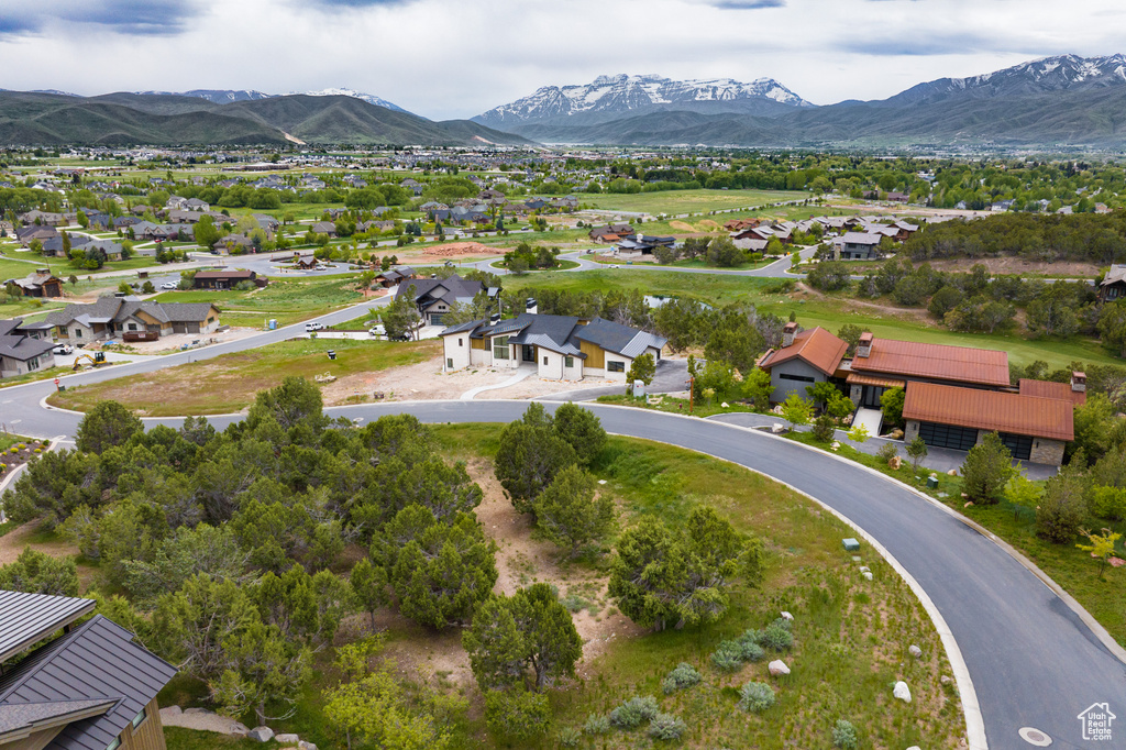 Drone / aerial view with a mountain view