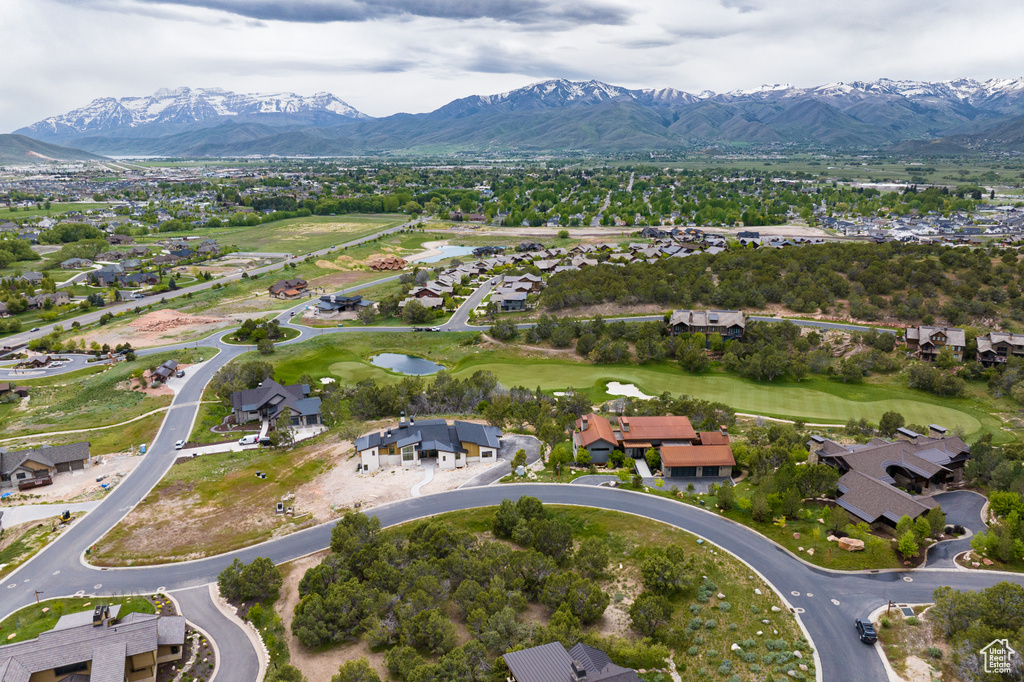 Drone / aerial view with a mountain view