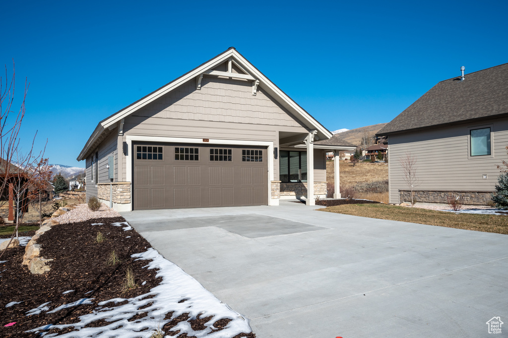 View of front of home with a garage