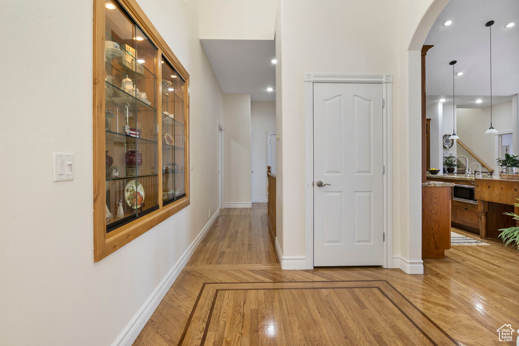 Hall featuring light hardwood / wood-style floors
