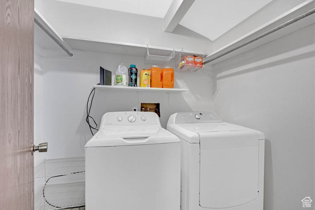 Washroom with separate washer and dryer and hookup for a washing machine
