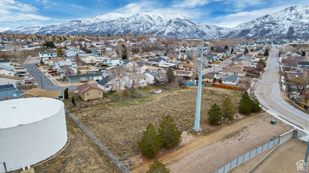 Aerial view featuring a mountain view