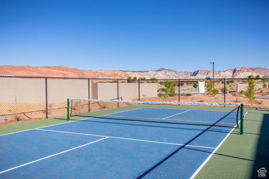 View of sport court with a mountain view