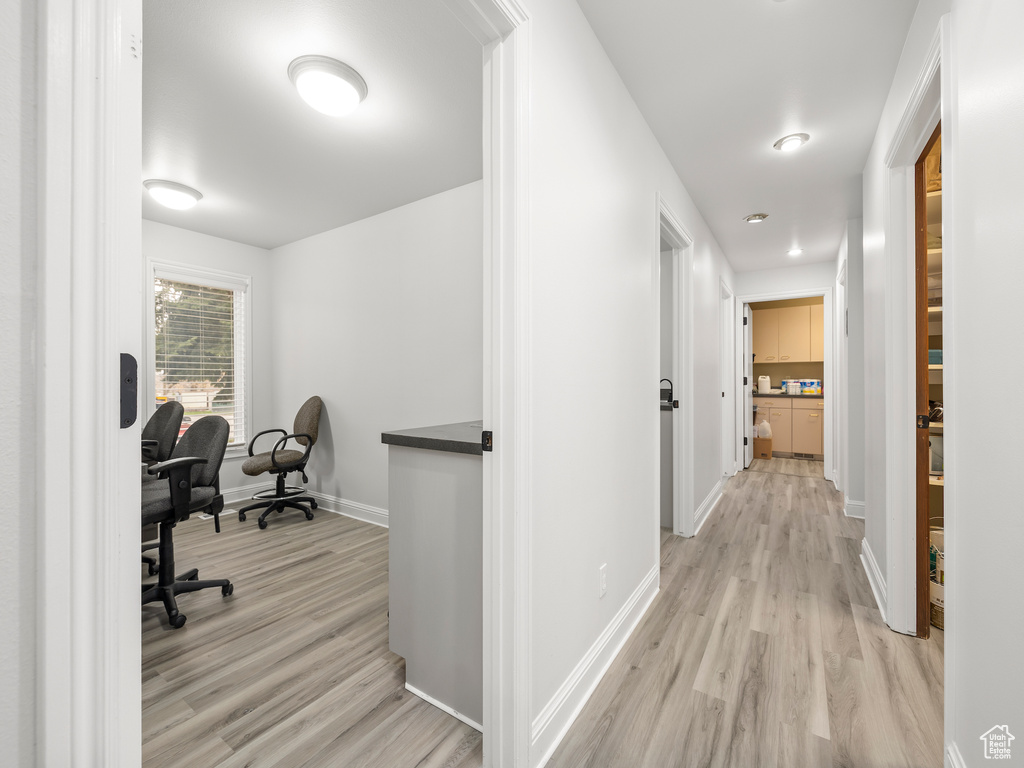 Hallway featuring light hardwood / wood-style flooring