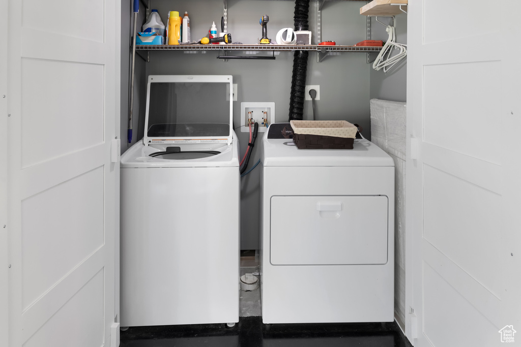 Laundry room with hookup for a washing machine, washer and clothes dryer, and electric dryer hookup