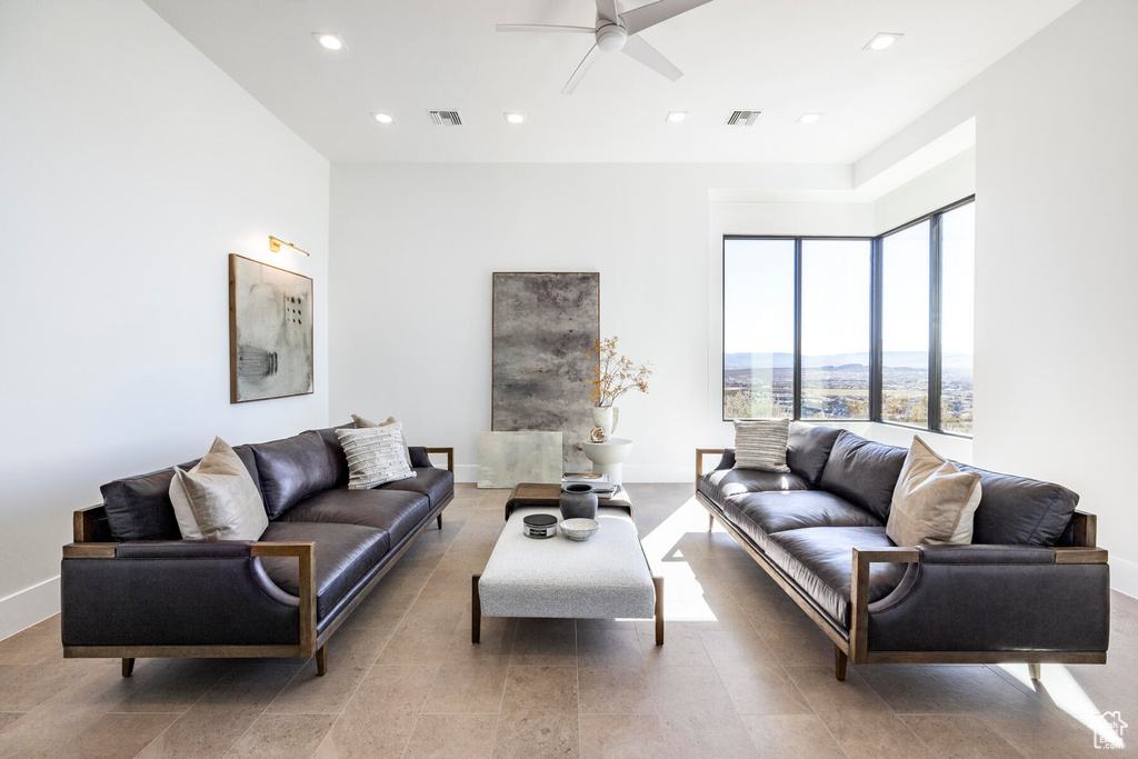 Living room with ceiling fan