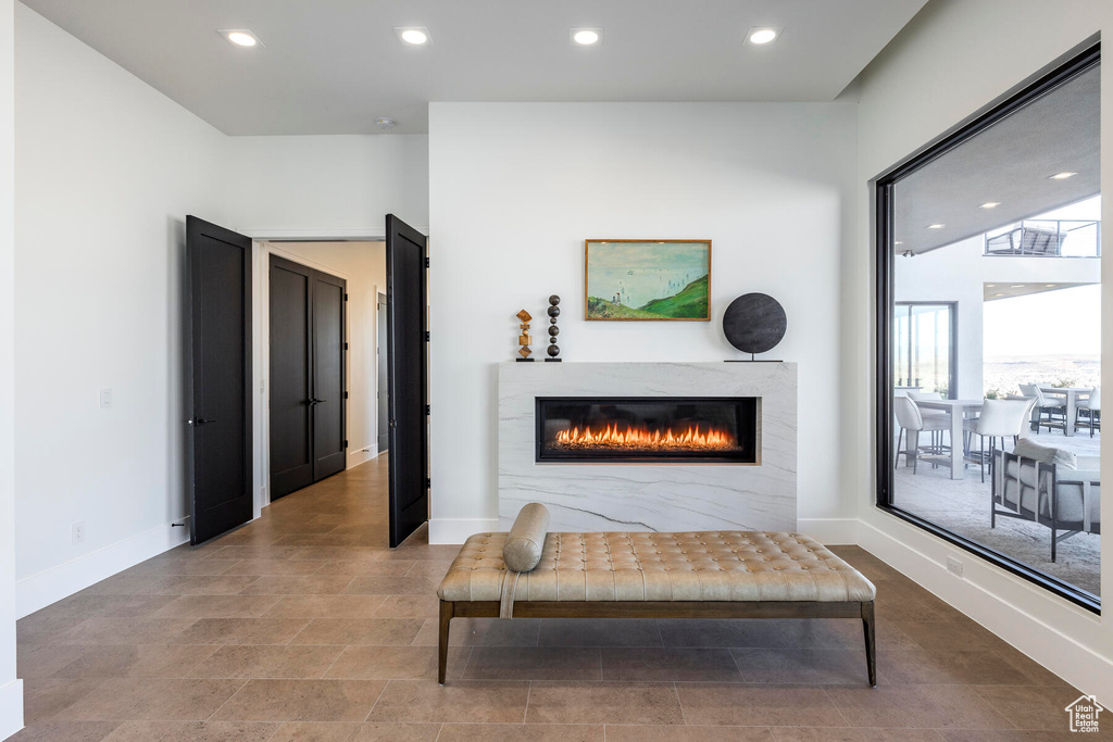 View of tiled living room