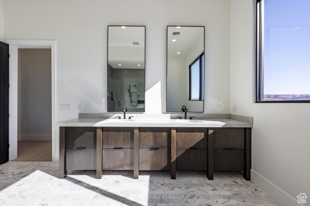 Bathroom with dual vanity