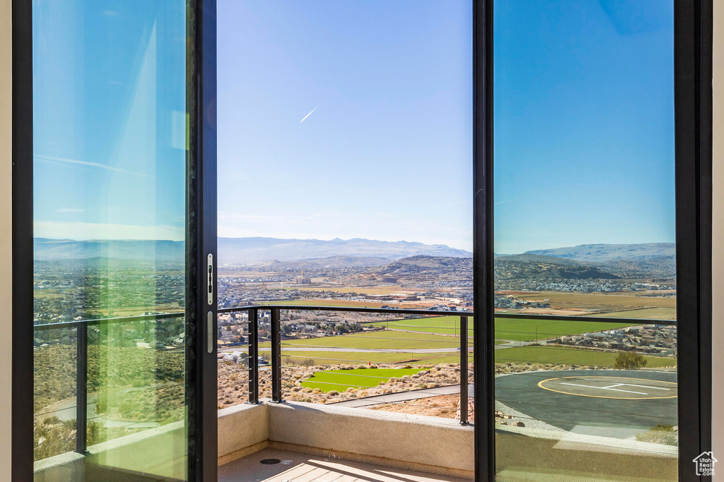 Interior space featuring a mountain view and a healthy amount of sunlight