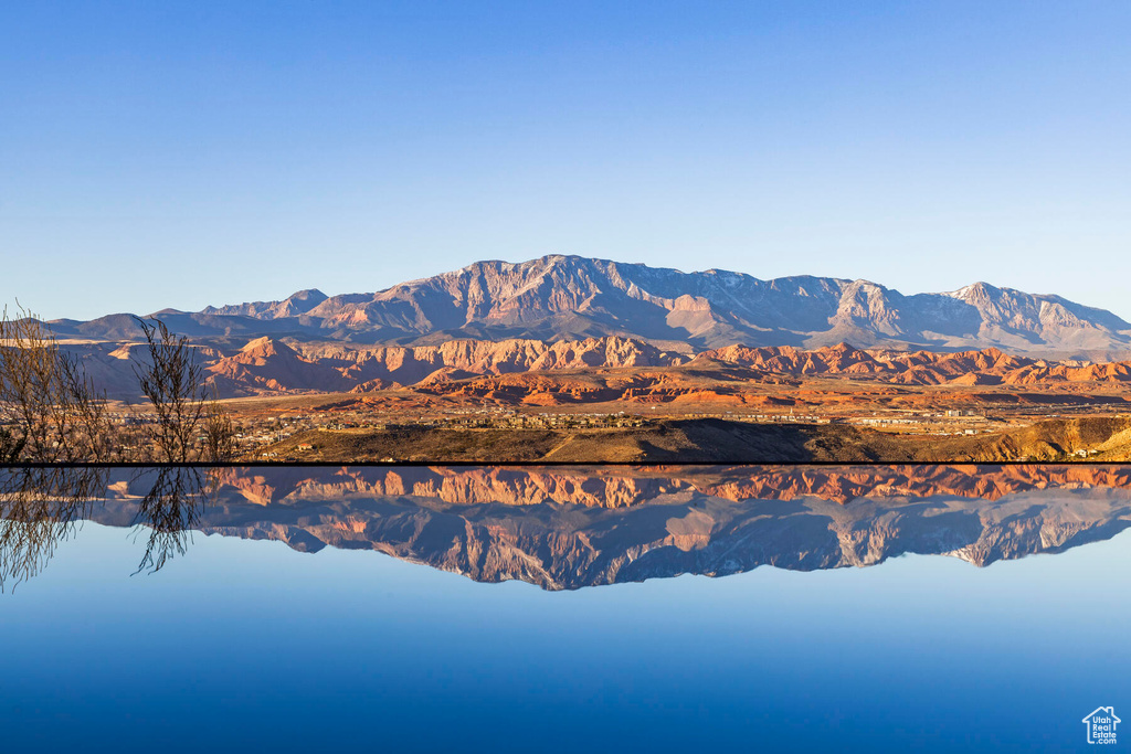 Water view with a mountain view