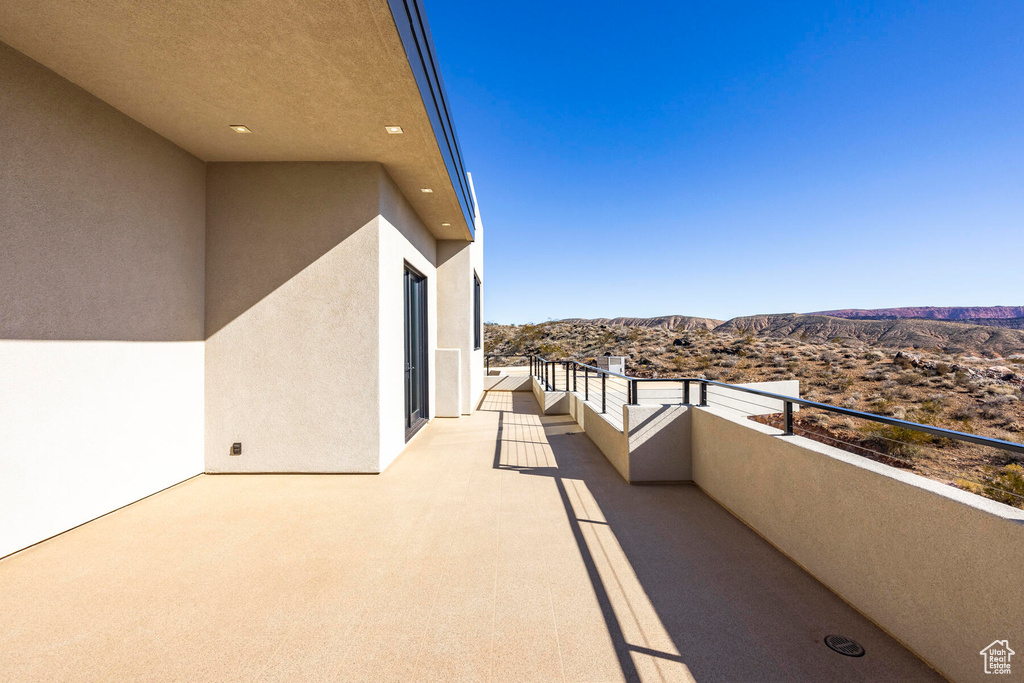 Balcony with a mountain view