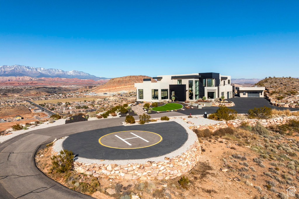 View of front of house featuring a mountain view