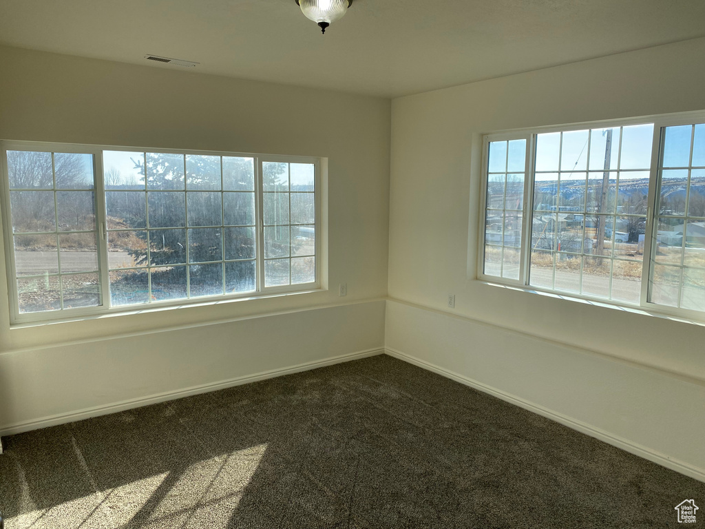 Empty room featuring plenty of natural light and carpet flooring