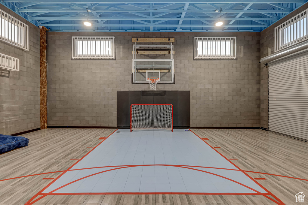 View of basketball court with a healthy amount of sunlight