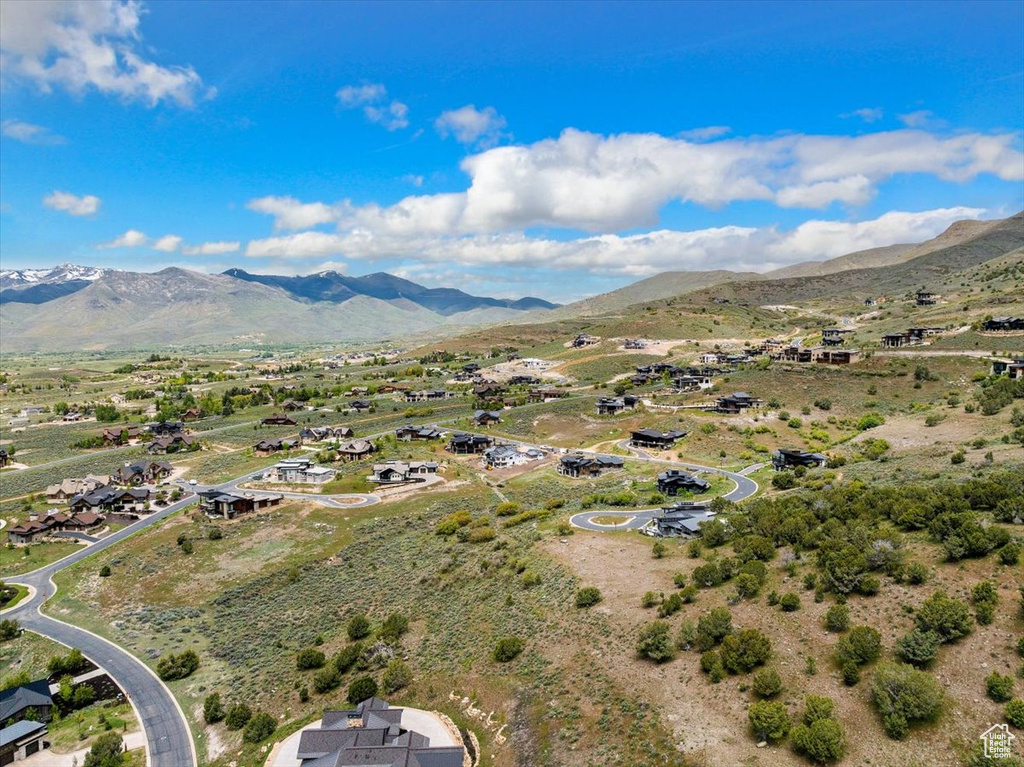 Aerial view with a mountain view