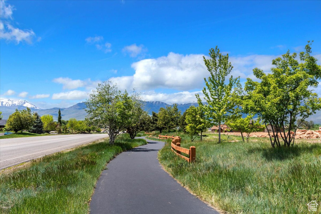 View of street with a mountain view