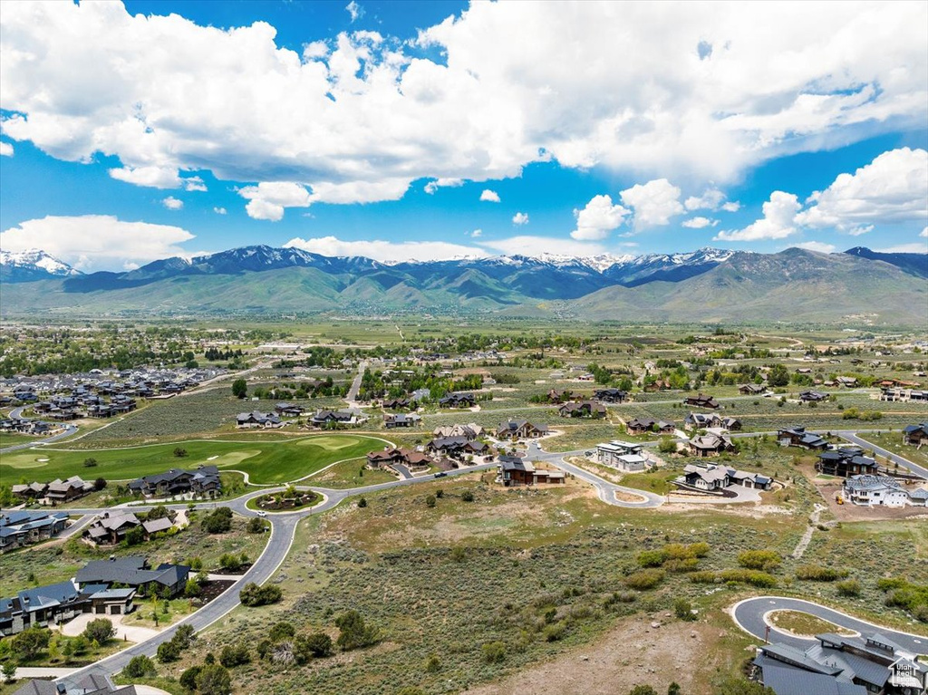 Aerial view featuring a mountain view