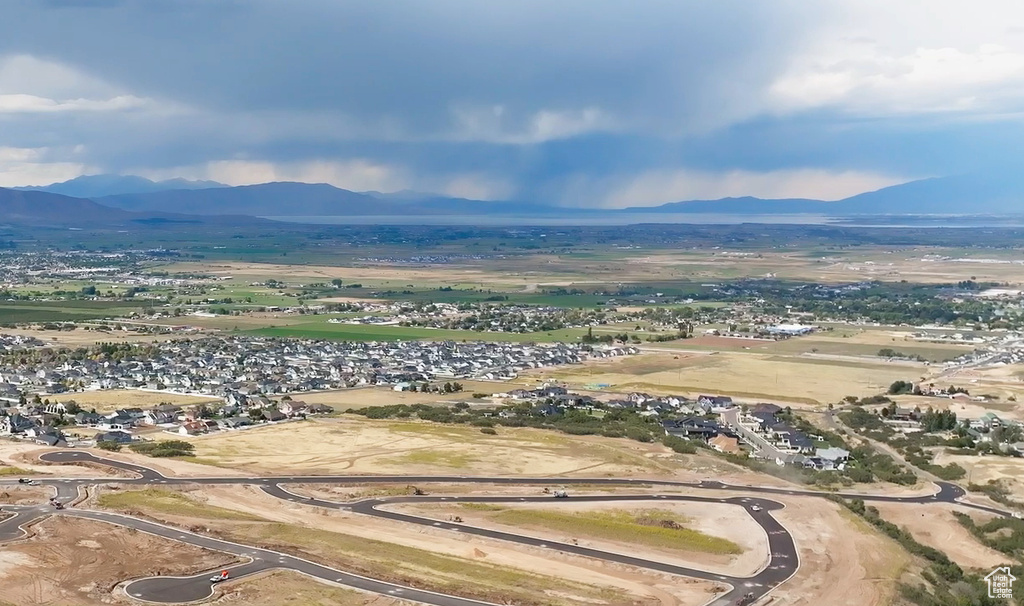 Aerial view featuring a mountain view