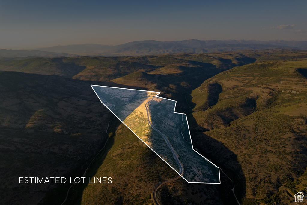 Drone / aerial view featuring a mountain view