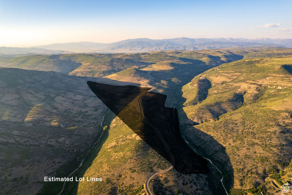 Aerial view featuring a mountain view