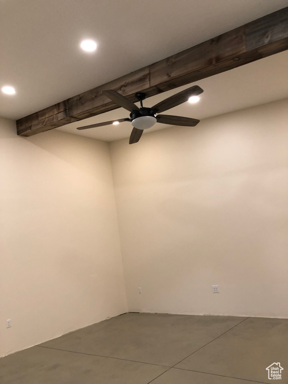 Spare room featuring ceiling fan