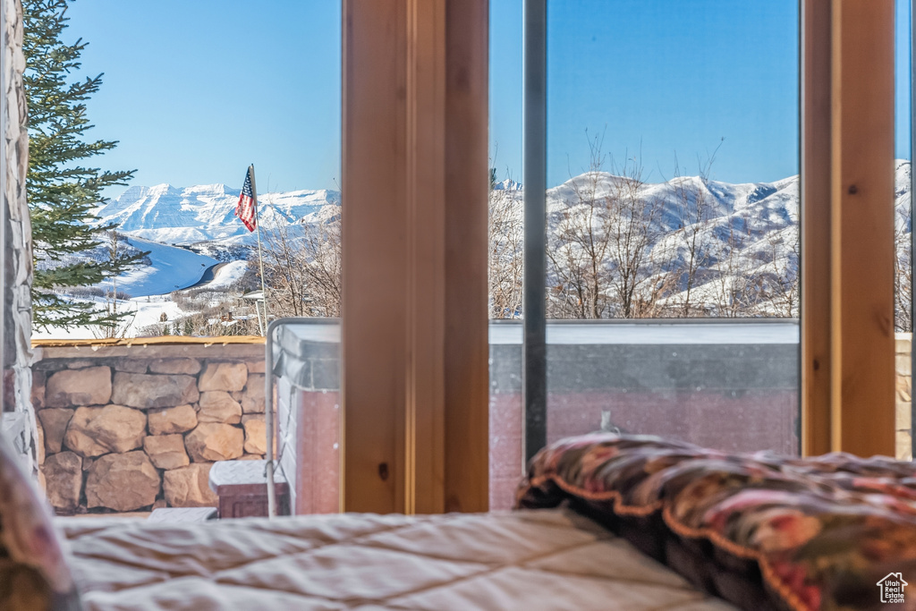 Bedroom with a mountain view
