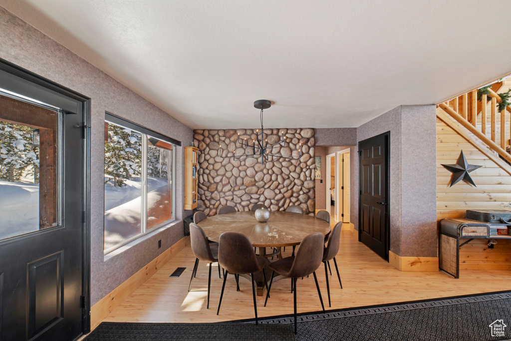 Dining room with light wood-type flooring