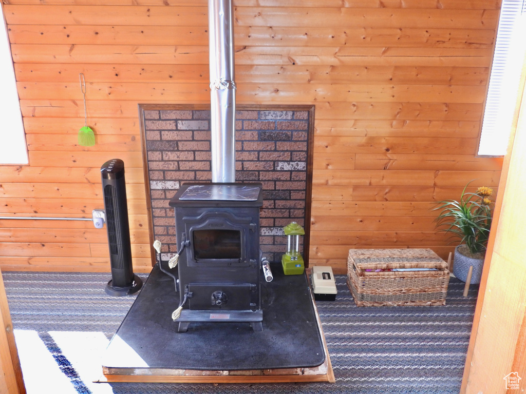 Interior details with a wood stove