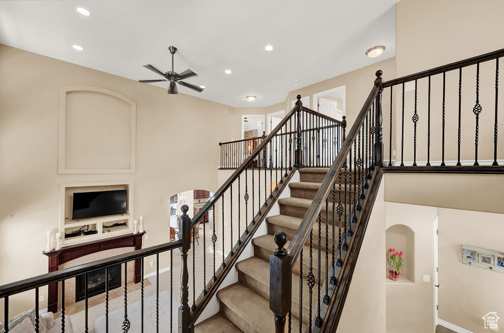 Stairs with ceiling fan