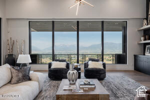 Living room featuring hardwood / wood-style flooring