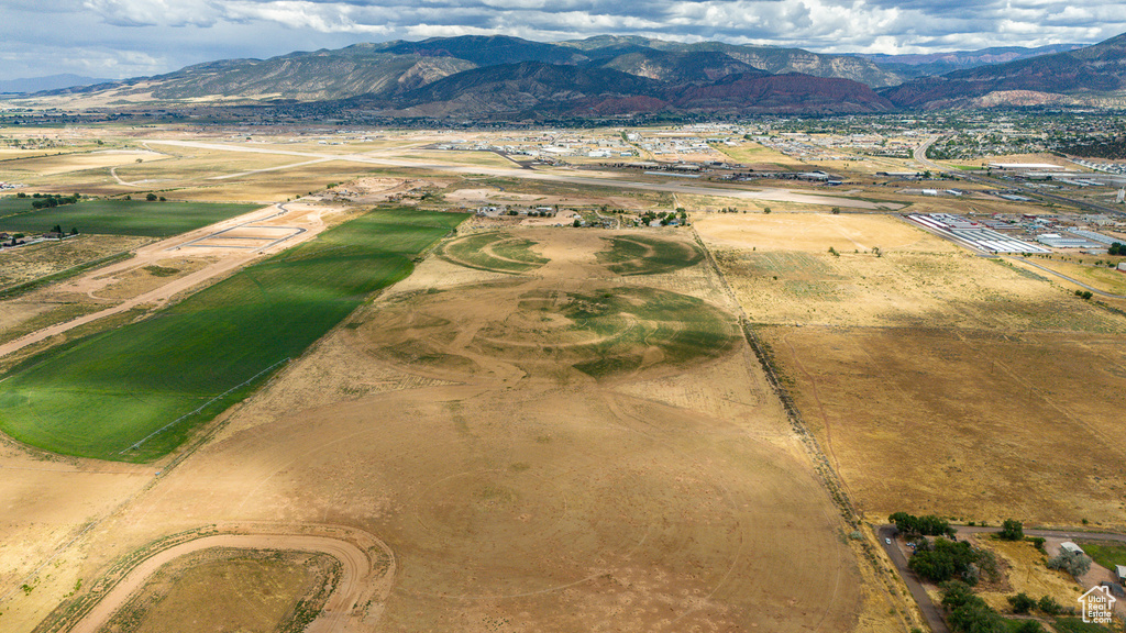 Bird's eye view featuring a rural view and a mountain view