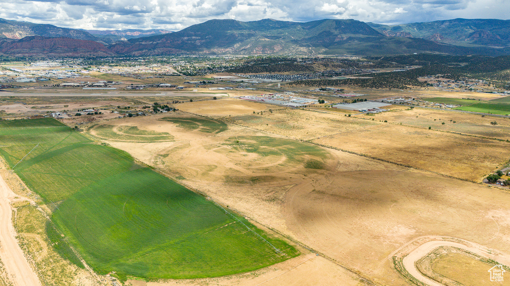 Aerial view with a mountain view and a rural view