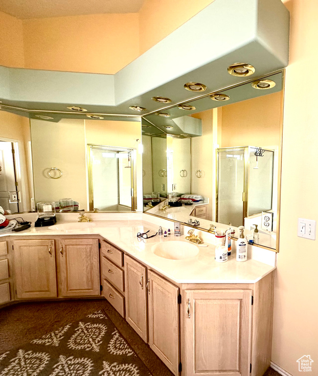 Bathroom featuring double sink vanity