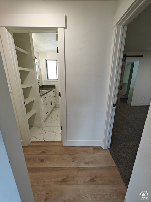 Corridor featuring light hardwood / wood-style flooring