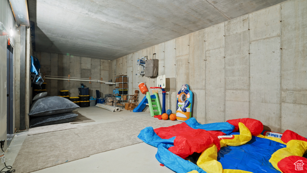 Playroom with concrete floors