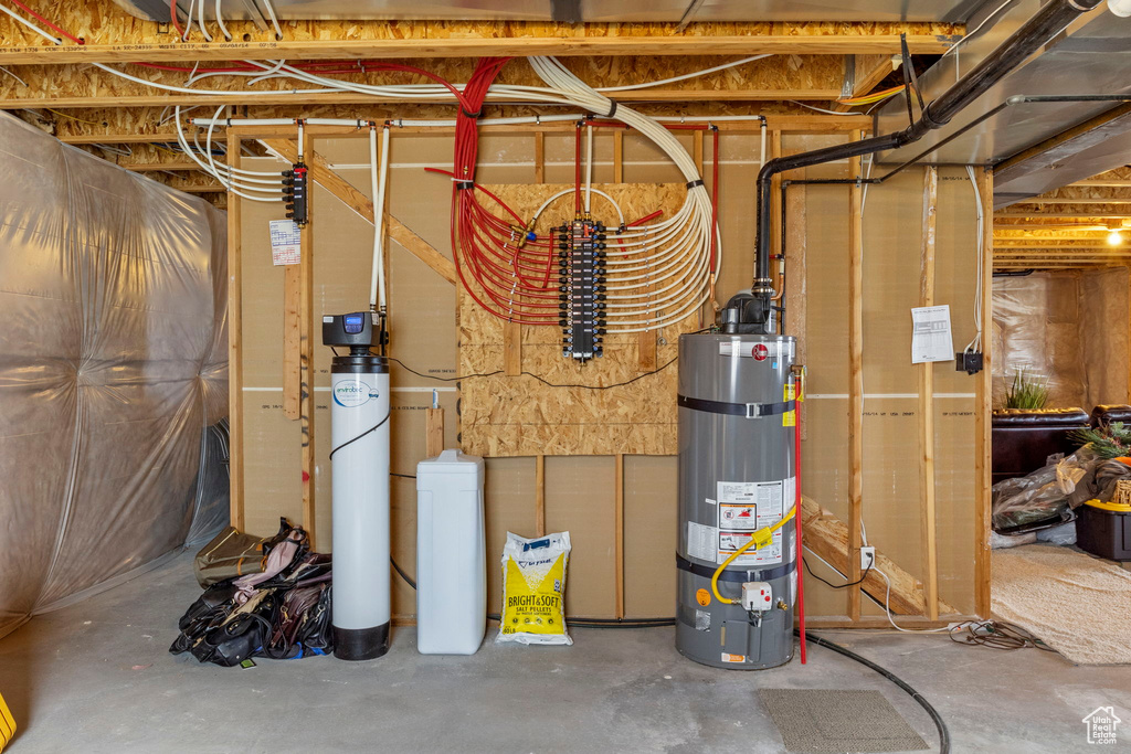 Utility room with secured water heater