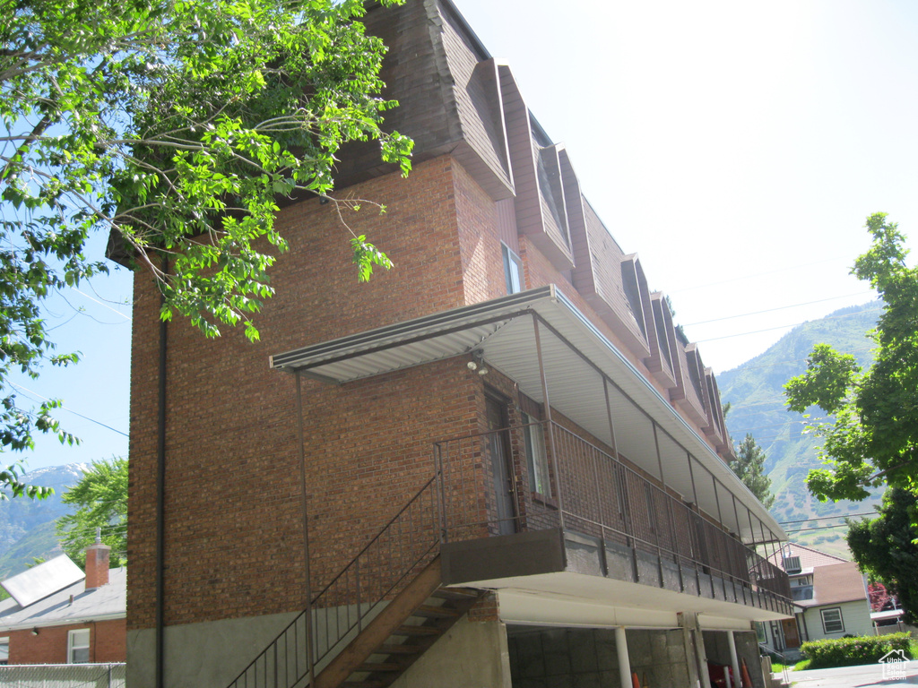 View of building exterior with a mountain view