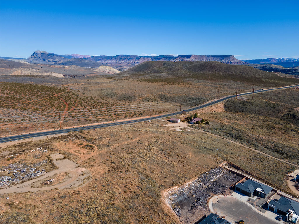 Aerial view featuring a mountain view