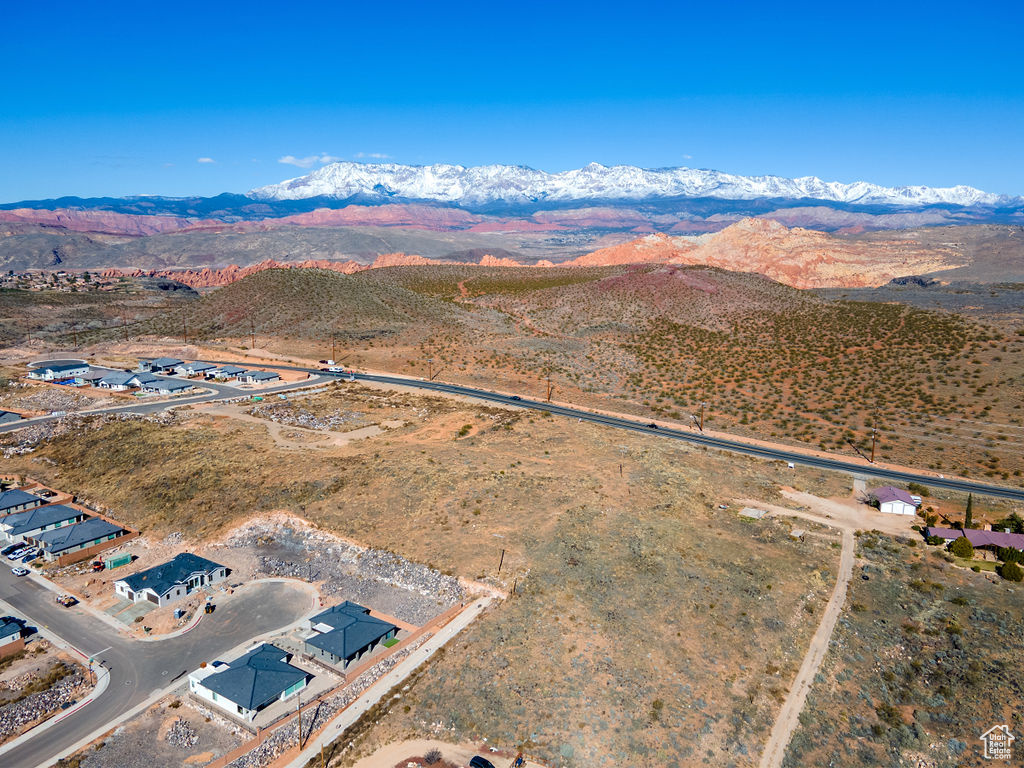 Drone / aerial view with a mountain view