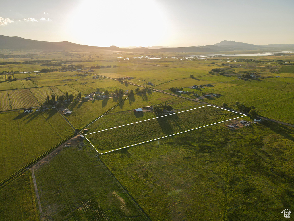 Drone / aerial view featuring a rural view and a mountain view