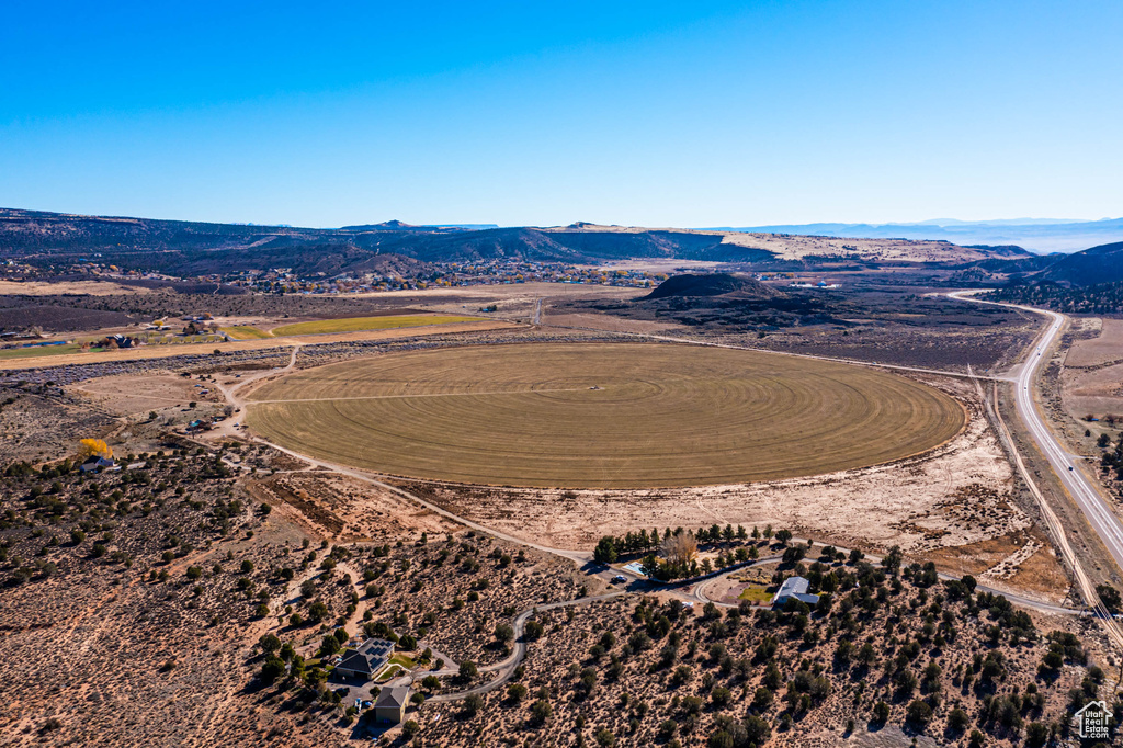 Bird's eye view with a mountain view