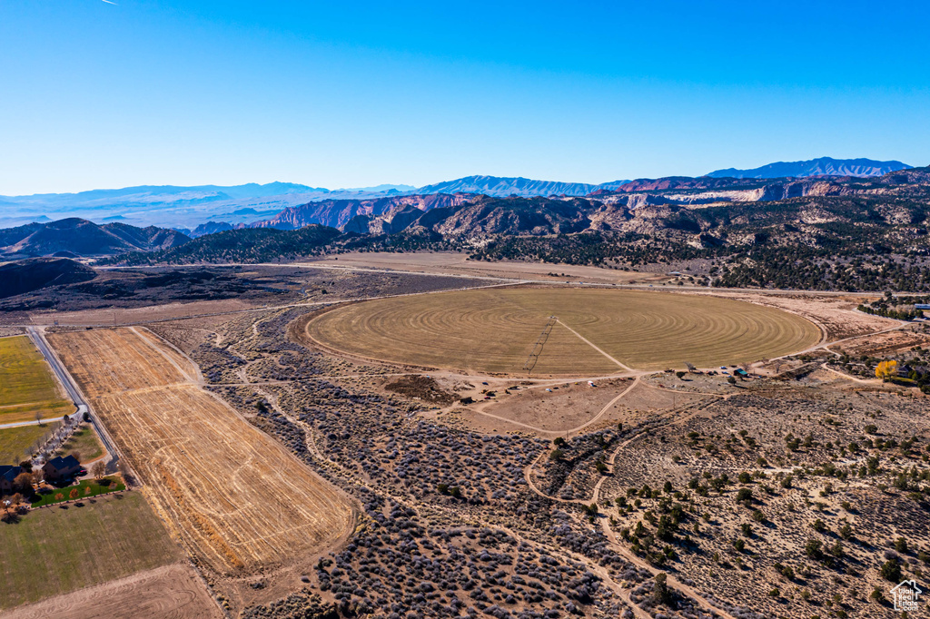 Aerial view featuring a mountain view