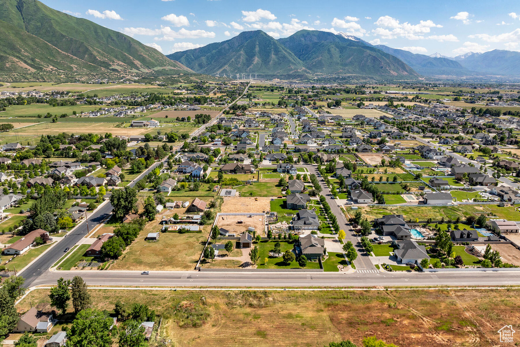 Aerial view featuring a mountain view