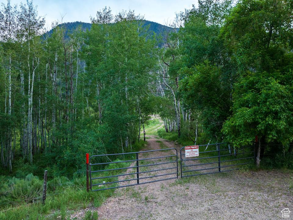 Exterior space featuring a mountain view