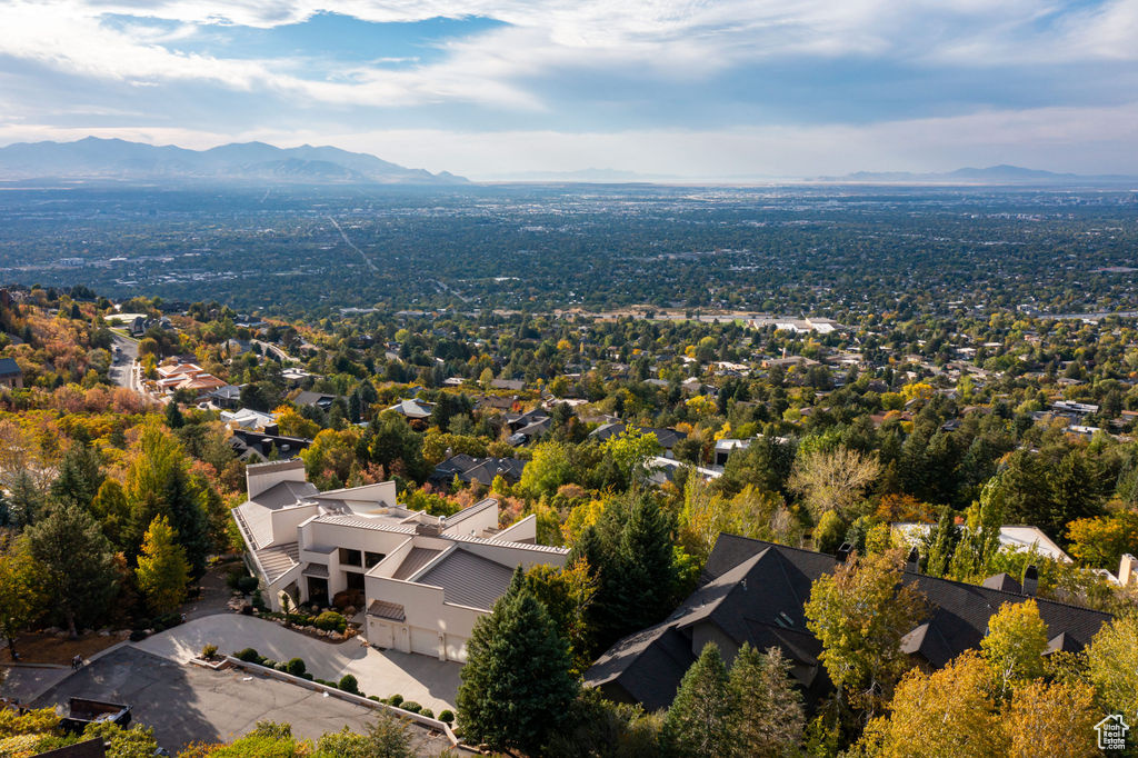 Aerial view with a mountain view