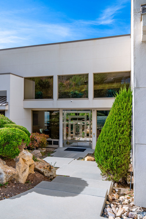 Property entrance with french doors