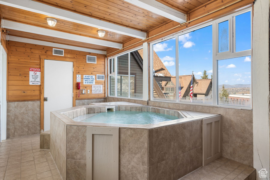 Interior space featuring a hot tub