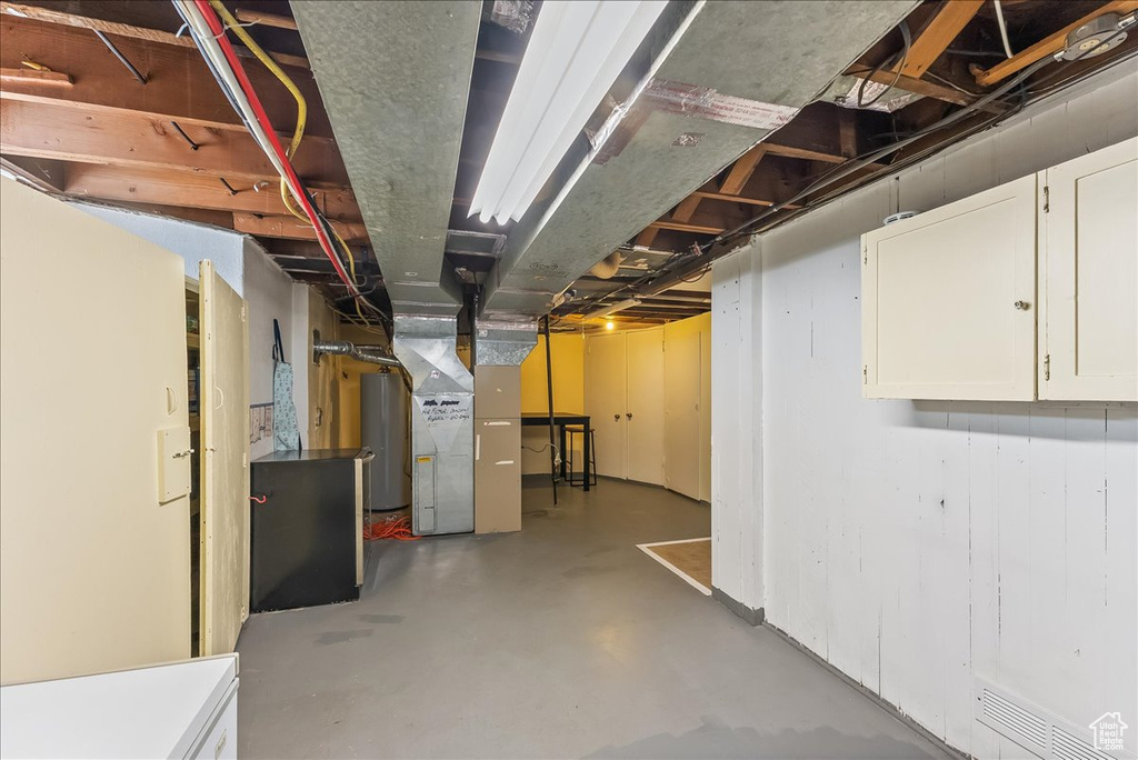 Basement with heating utilities and water heater